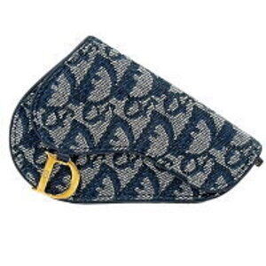 Christian Dior Saddle Trotter Coin Wallet folding wallet Navy Blue canvas